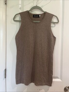 ETERNELLE Sleeveless Knit Top Sz L/XL Tan Buttery Soft Modal Viscose Blend